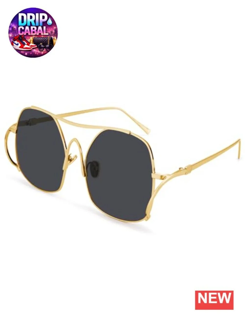 Oversized Metal Aviator Sunglasses Women UV400 Retro Square Frame Shades